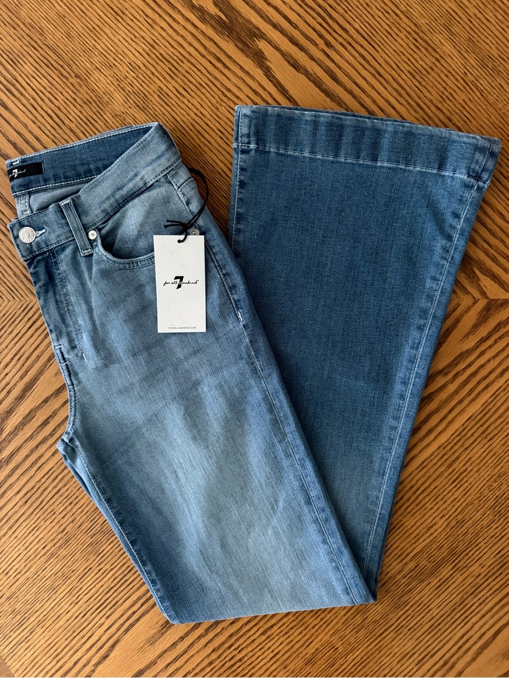 7 For All Mankind Dojo Tailorless Flare Leg Jeans - Slim Illusion - Picture 8 of 8